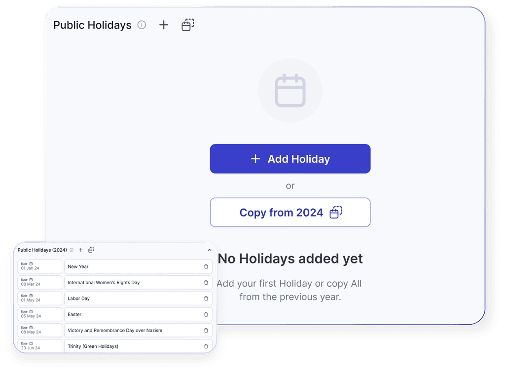 Localized calendars for each jurisdiction